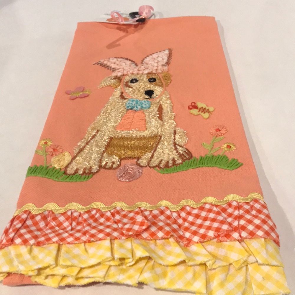 NWT Pier 1 Peach Easter Kitchen Towel
